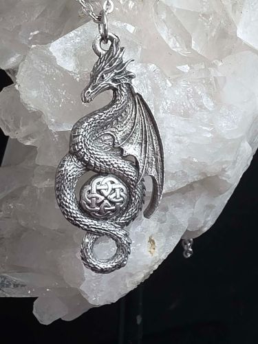 Eternal Dragon Hand Cast Pewter Necklace