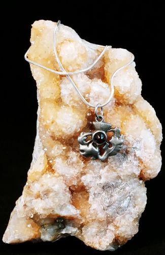 Thistle with Amethyst Crystal Necklace